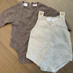 Zara baby outfit, romper and beautiful knit bodysuit. 1-3 months. Used once!